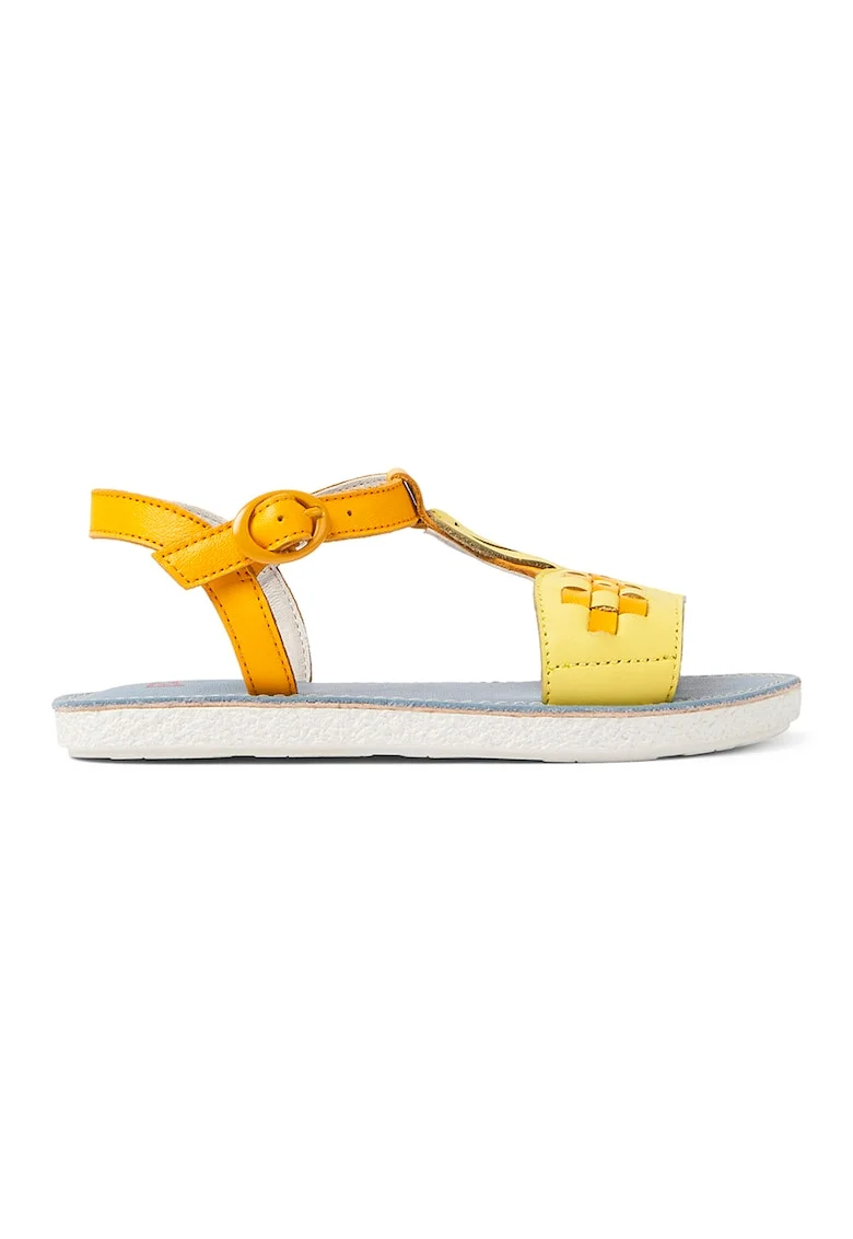 Sandale din piele cu aplicatii cu model flamingo TWS 27435, Galben/Albastru