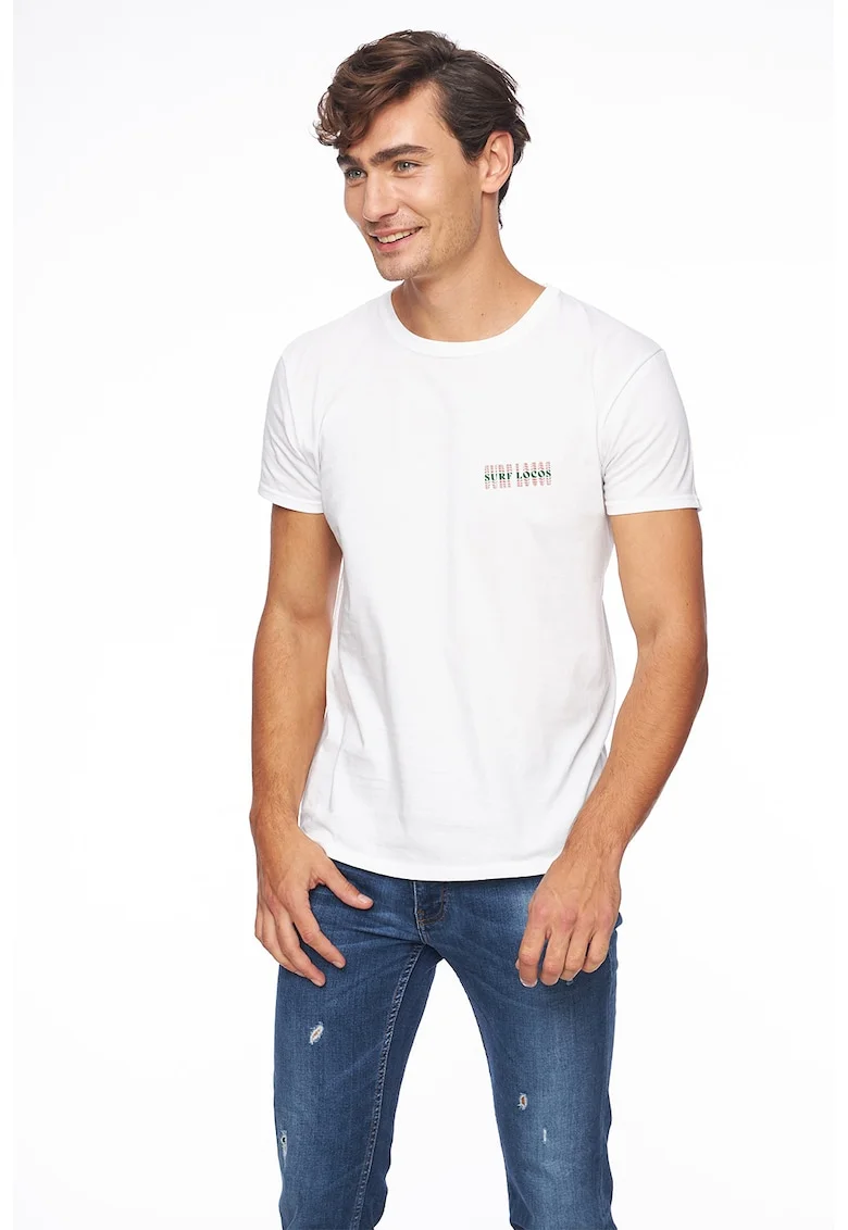 Tricou cu imprimeu pe spate, Alb