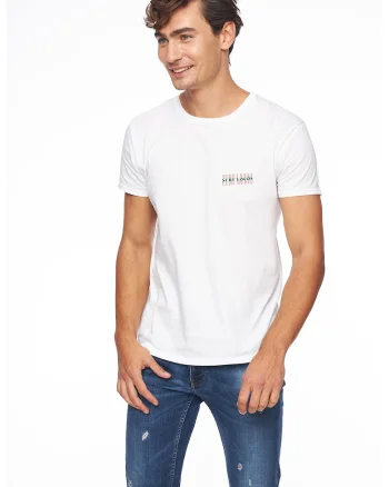 Tricou cu imprimeu pe spate, Alb
