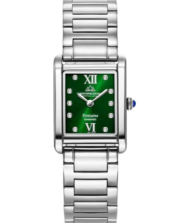 Ceas patrat cu 10 diamante, Argintiu