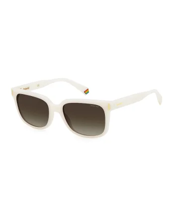 Ochelari de soare patrati cu model unisex, Maro/Alb murdar
