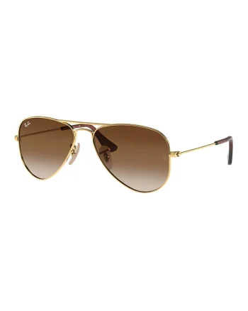 Ochelari de soare aviator cu lentile polarizate si rama metalica, Auriu/Maro cognac