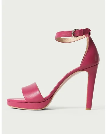 Sandale de piele cu catarama, Fucsia