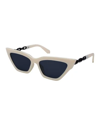 Ochelari de soare cat-eye cu lentile uni Amaya, Alb/Negru
