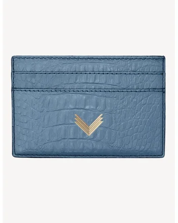 Portcart unisex de piele, Albastru lavanda