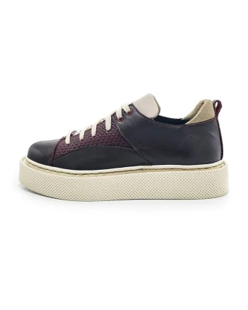 Pantofi din piele cu segment texturata, Visiniu/Albastru ultramarin