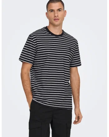 Tricou in dungi cu decolteu la baza gatului, Alb/Albastru ultramarin