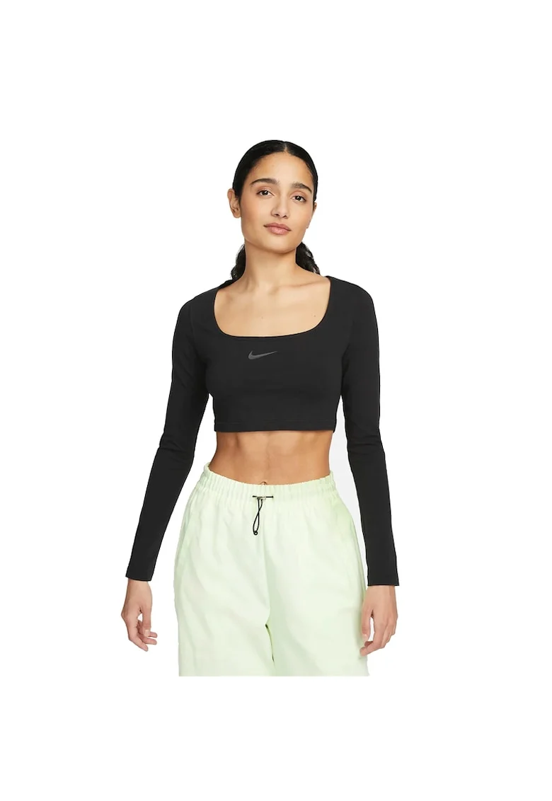 Bluza  pentru Femei, w nsw ls crop top sw, FJ5228-010, Negru, Negru
