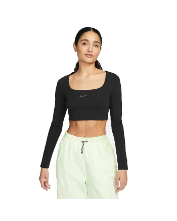 Bluza  pentru Femei, w nsw ls crop top sw, FJ5228-010, Negru, Negru