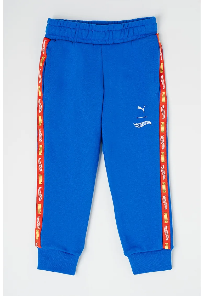 Pantaloni de trening din amestec de bumbac cu logo, Rosu/Albastru royal