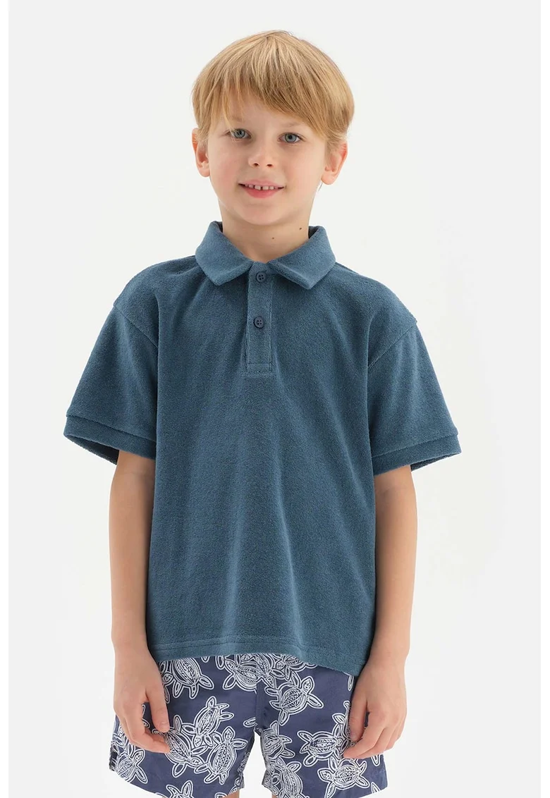 Tricou polo cu maneci cazute, Albastru inchis