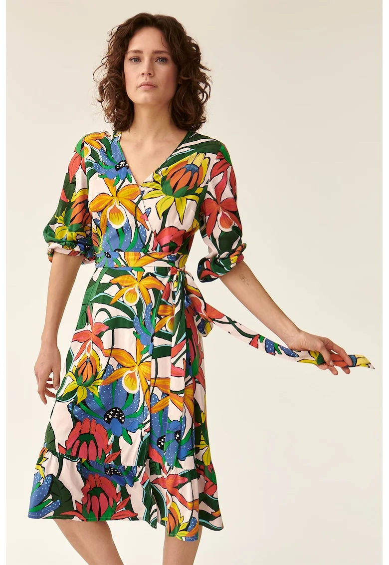 Rochie petrecta cu imprimeu floral, Multicolor