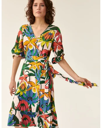 Rochie petrecta cu imprimeu floral, Multicolor