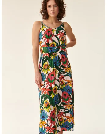 Rochie maxi cu imprimeu floral, Multicolor