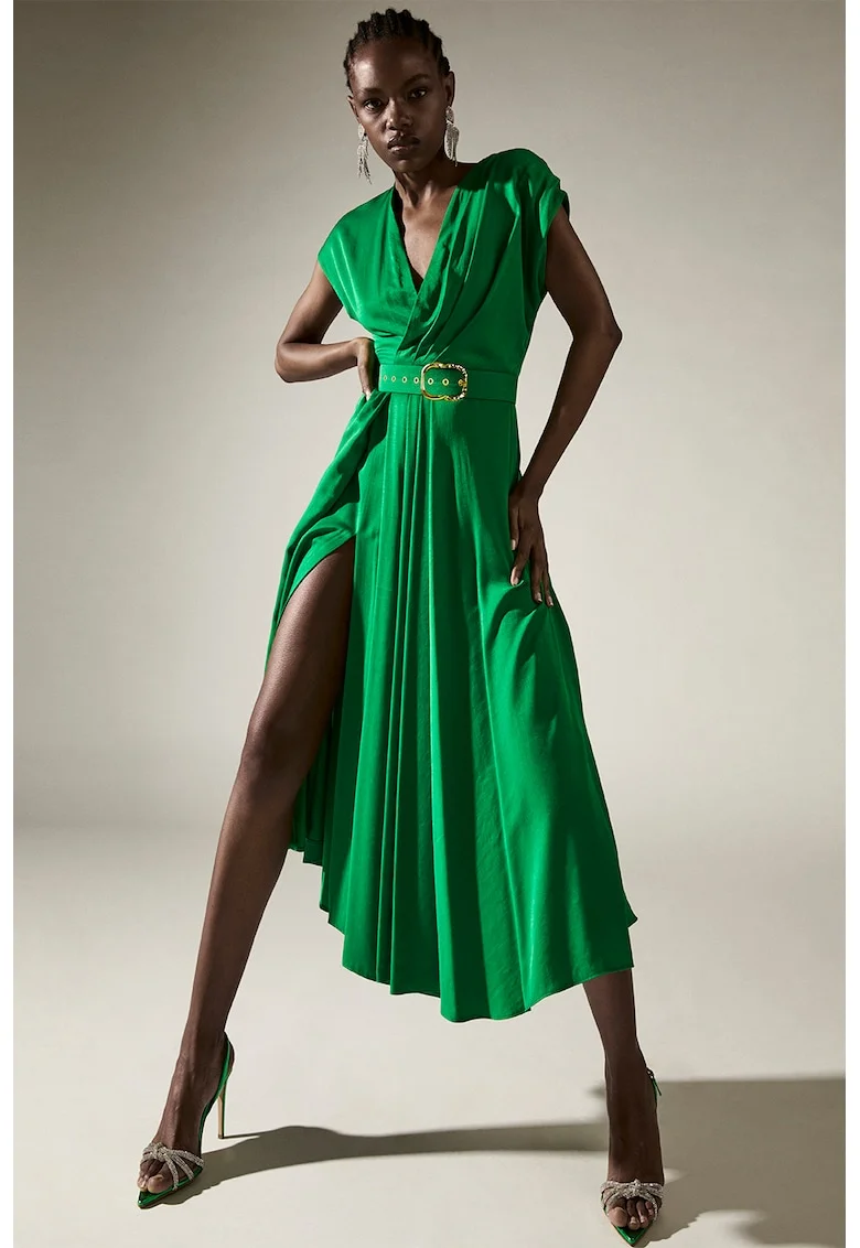 Rochie midi cu o curea asortata,  Segue, Verde