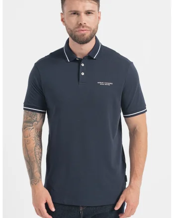 Tricou polo cu detalii contrastante, Bleumarin