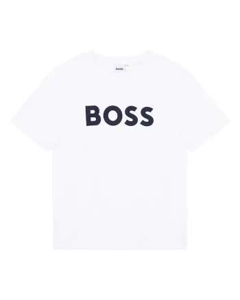 Tricou din bumbac cu imprimeu logo contrastant, Alb