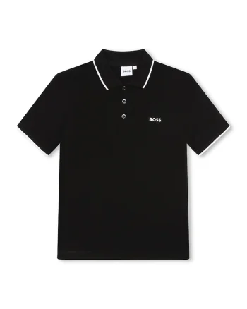 Tricou polo cu imprimeu logo discret, Negru