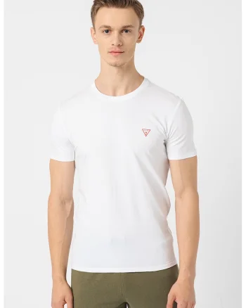 Tricou slim-fit cu decolteu la baza gatului, Alb
