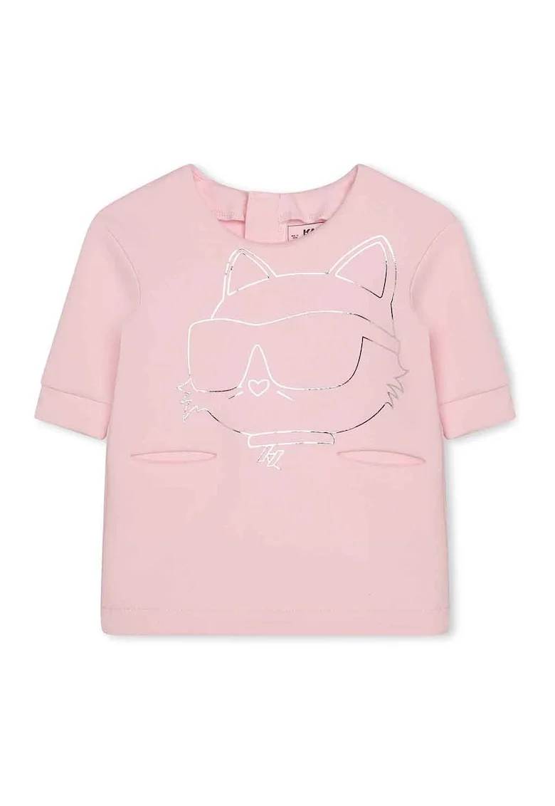 Rochie-tricou cu imprimeu logo, Roz pastel