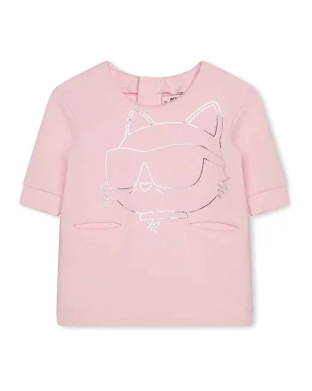 Rochie-tricou cu imprimeu logo, Roz pastel