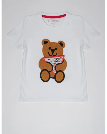 Tricou cu aplicatie brodata, Alb/Maro