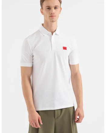 Tricou polo slim fit Dereso, Alb