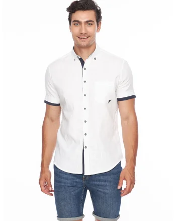 Camasa slim fit cu maneci scurte, Alb