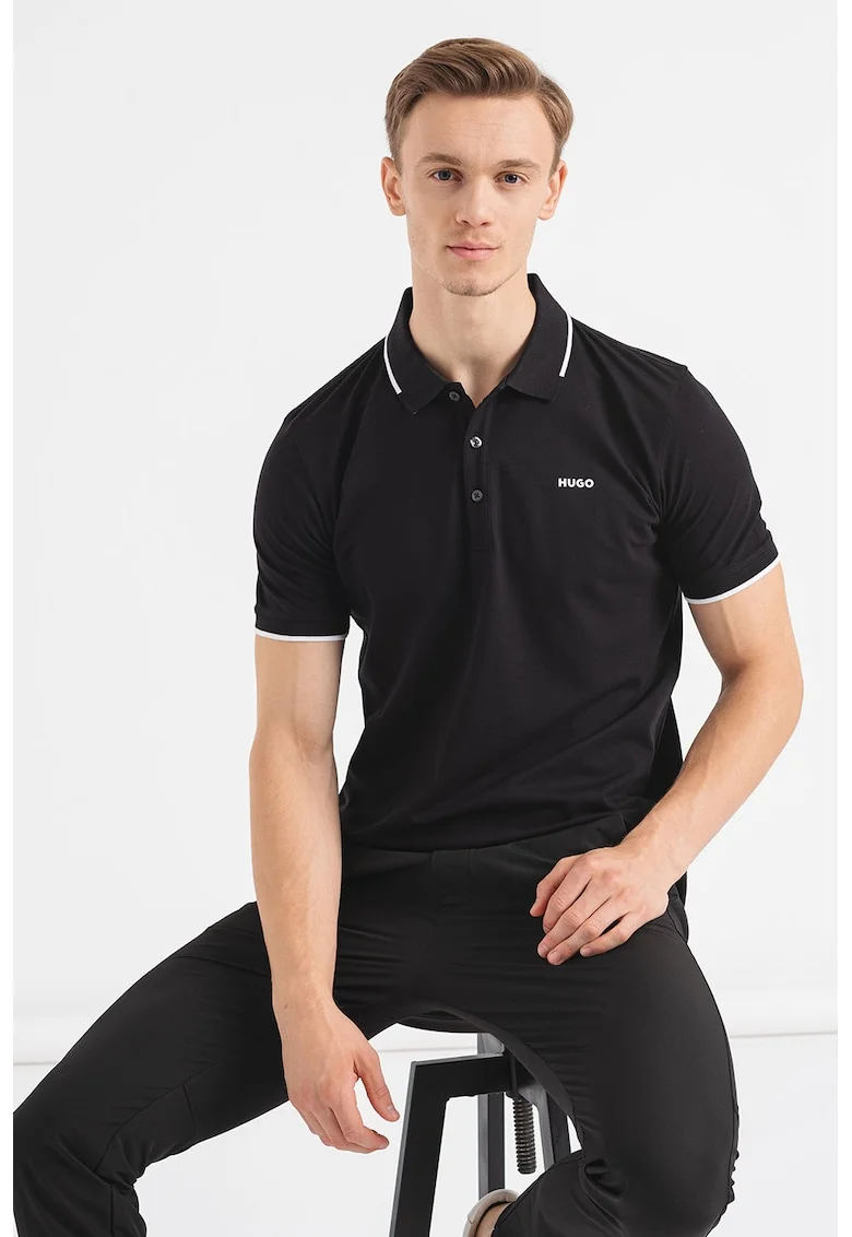 Tricou polo slim fit Dinoso, Negru stins