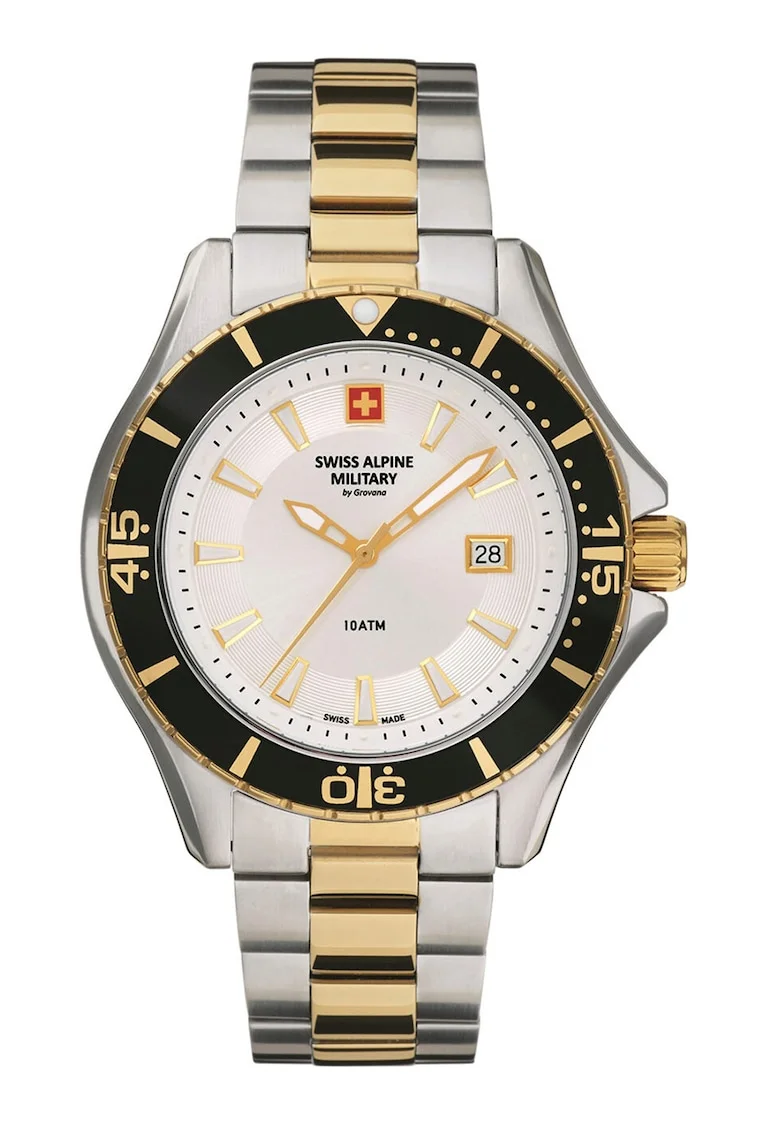 Ceas cu model bicolor Swiss Made, Argintiu/Auriu