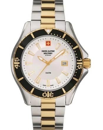 Ceas cu model bicolor Swiss Made, Argintiu/Auriu