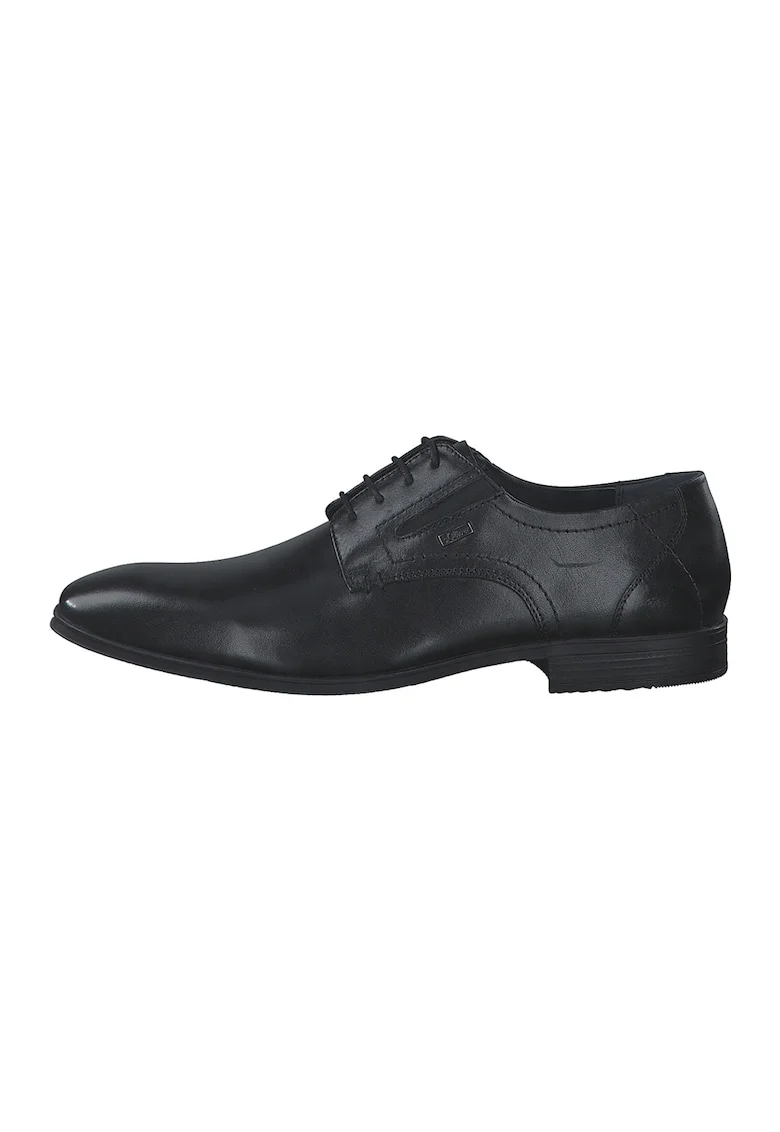 Pantofi Derby din piele cu model uni, Negru