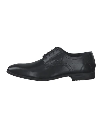 Pantofi Derby din piele cu model uni, Negru