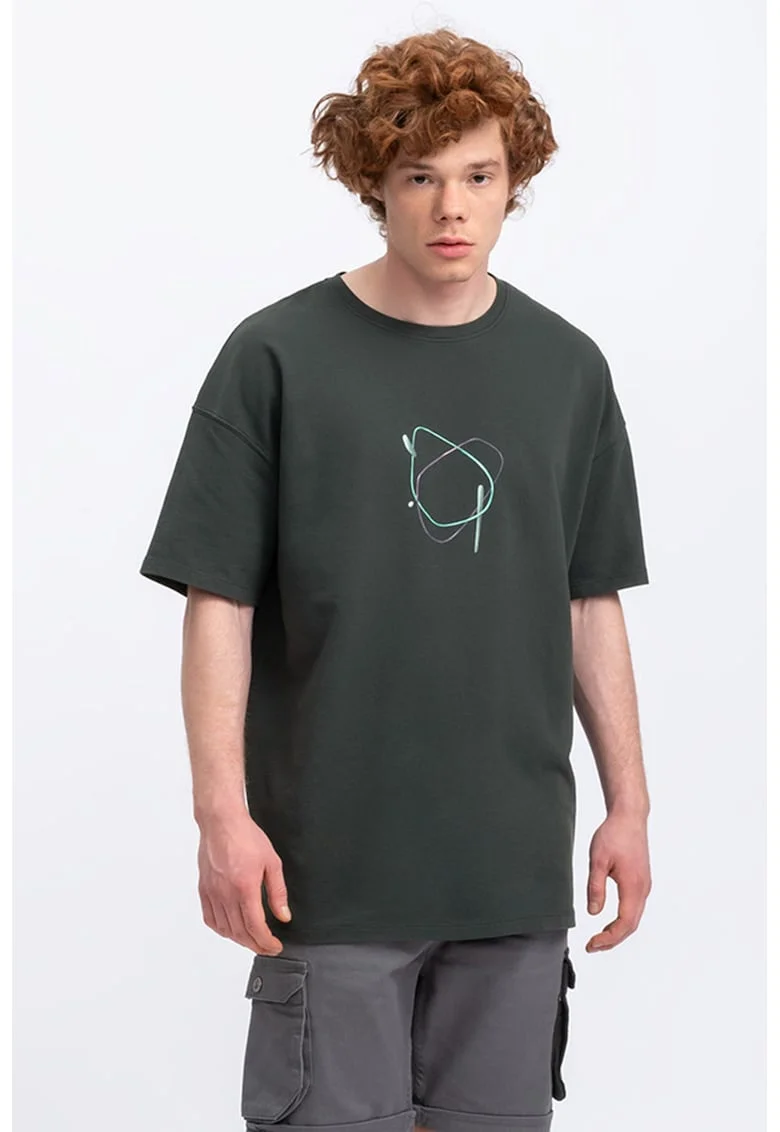 Tricou unisex lejer cu maneci cazute, Verde padure