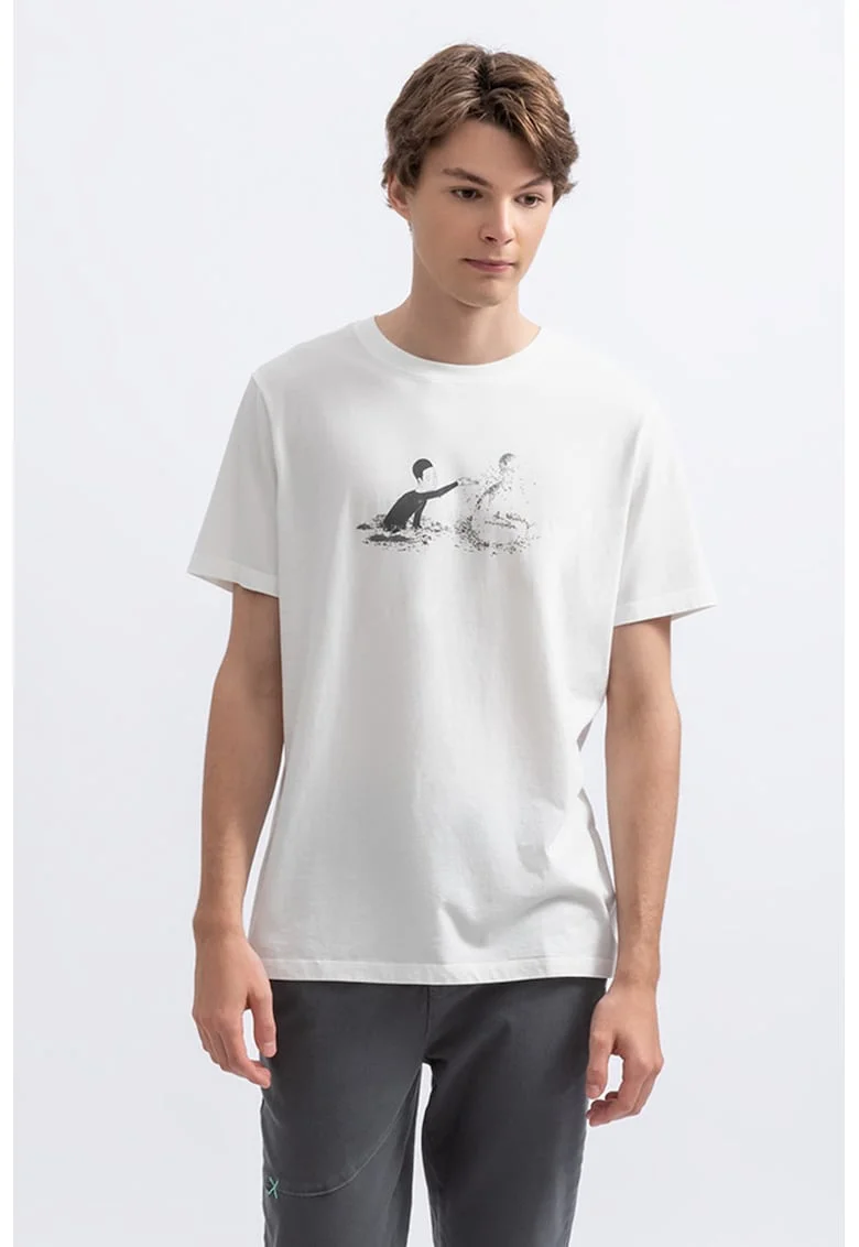 Tricou unisex cu imprimeu grafic, Alb murdar