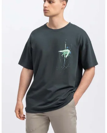 Tricou unisex lejer cu imprimeu abstract, Verde inchis