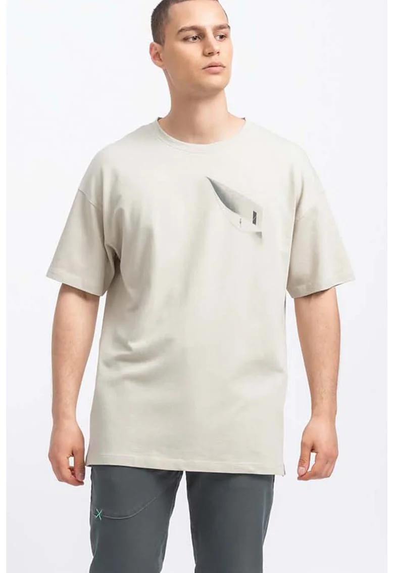 Tricou unisex supradimensionate cu maneci cazute, Gri deschis
