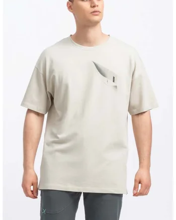 Tricou unisex supradimensionate cu maneci cazute, Gri deschis