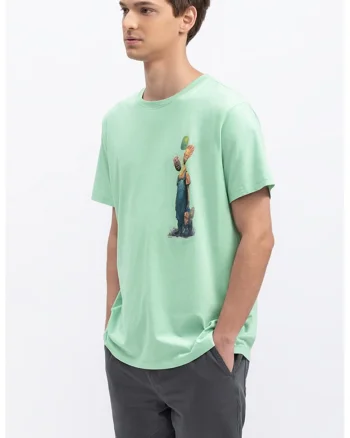 Tricou unisex de bumbac cu imprimeu grafic, Verde menta