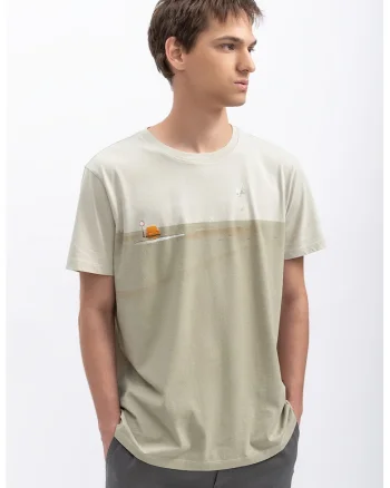 Tricou unisex de bumbac cu decolteu la baza gatului, Gri