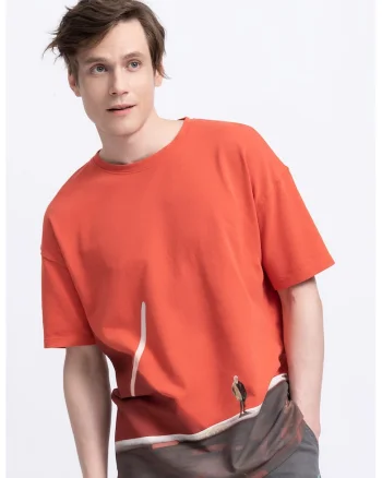 Tricou unisex cu maneci cazute, Coral