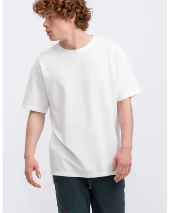 Tricou lejer unisex cu maneci cazute, Alb murdar