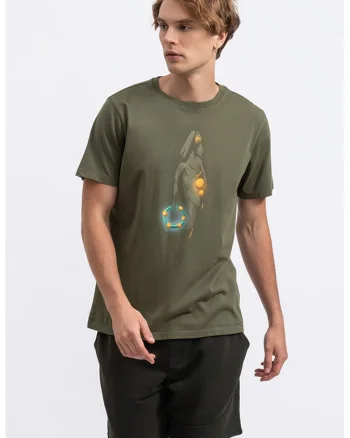 Tricou unisex cu imprimeu grafic, Kaki