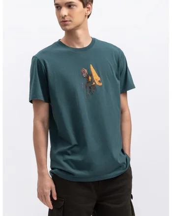 Tricou unisex cu imprimeu pe piept, Verde englez