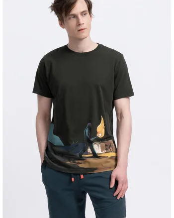 Tricou unisex cu imprimeu grafic, Gri inchis
