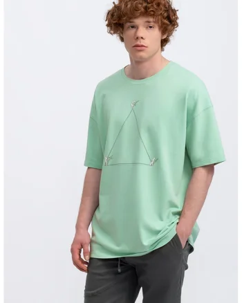 Tricou unisex cu maneci cazute, Verde menta