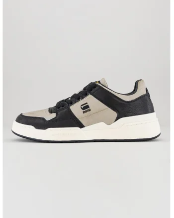 Pantofi sport de piele ecologica cu logo, Negru/Gri deschis