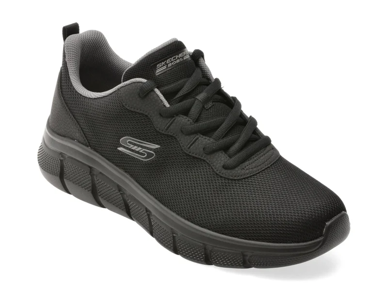 Pantofi sport SKECHERS negri, BOBS B FLEX, din material textil