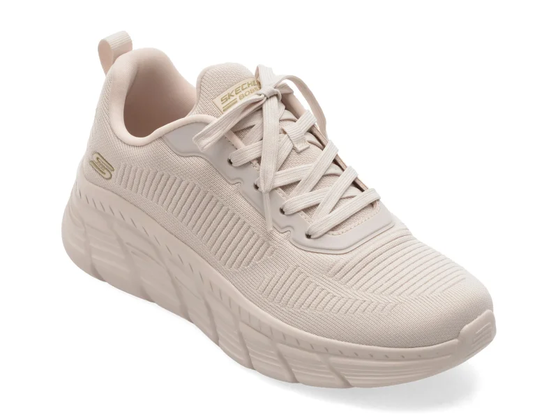 Pantofi sport SKECHERS bej, BOBS B FLEX HI, din material textil