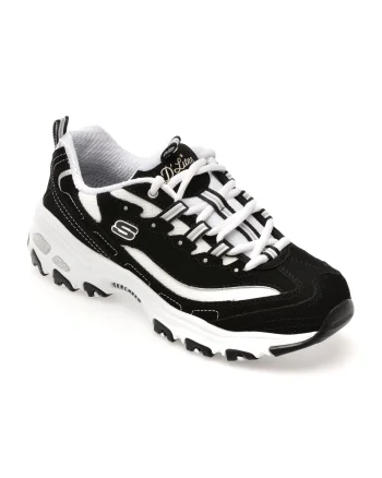 Pantofi sport SKECHERS alb-negru, D LITES , din material textil